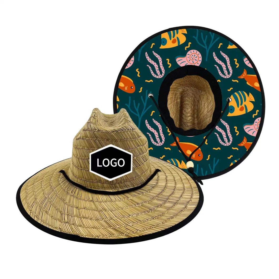 Custom Under Brim Printing Pattern Straw Hat Bulk Straw Cowboy Hats