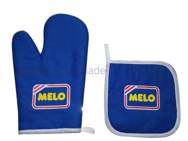 Wholesale Cheap Price Cotton Oven Mitt with Pot Holder Set