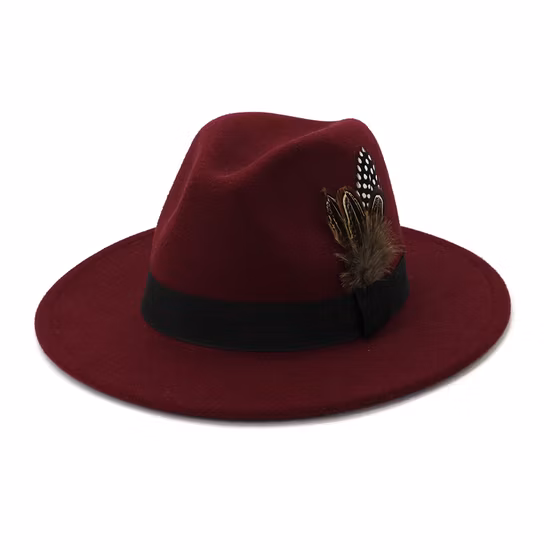 Sombrero de moda Sombreros Fedora de ala ancha para mujeres y hombres Sombrero clásico de fieltro Panamá Sombrero de vestir con hebilla de cinturón